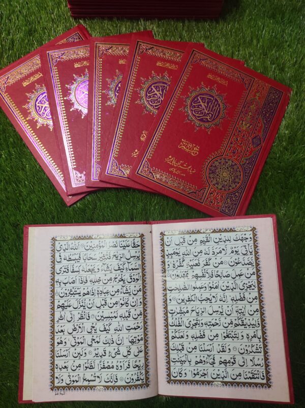  سپارہ سیٹ مجلد (جلد والا) آرٹ پیپر 12 لائن گرین بیک گراؤنڈ